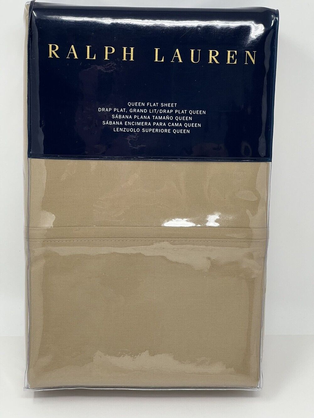 Ralph Lauren RL 464 Thread Count Percale QUEEN Flat Sheet Burnished Chamois NIP